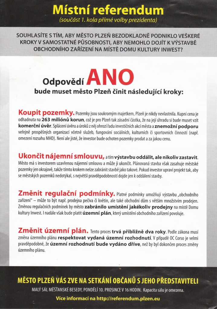 Pozvánka od města Pozvánka od města na besedu ohledně referenda